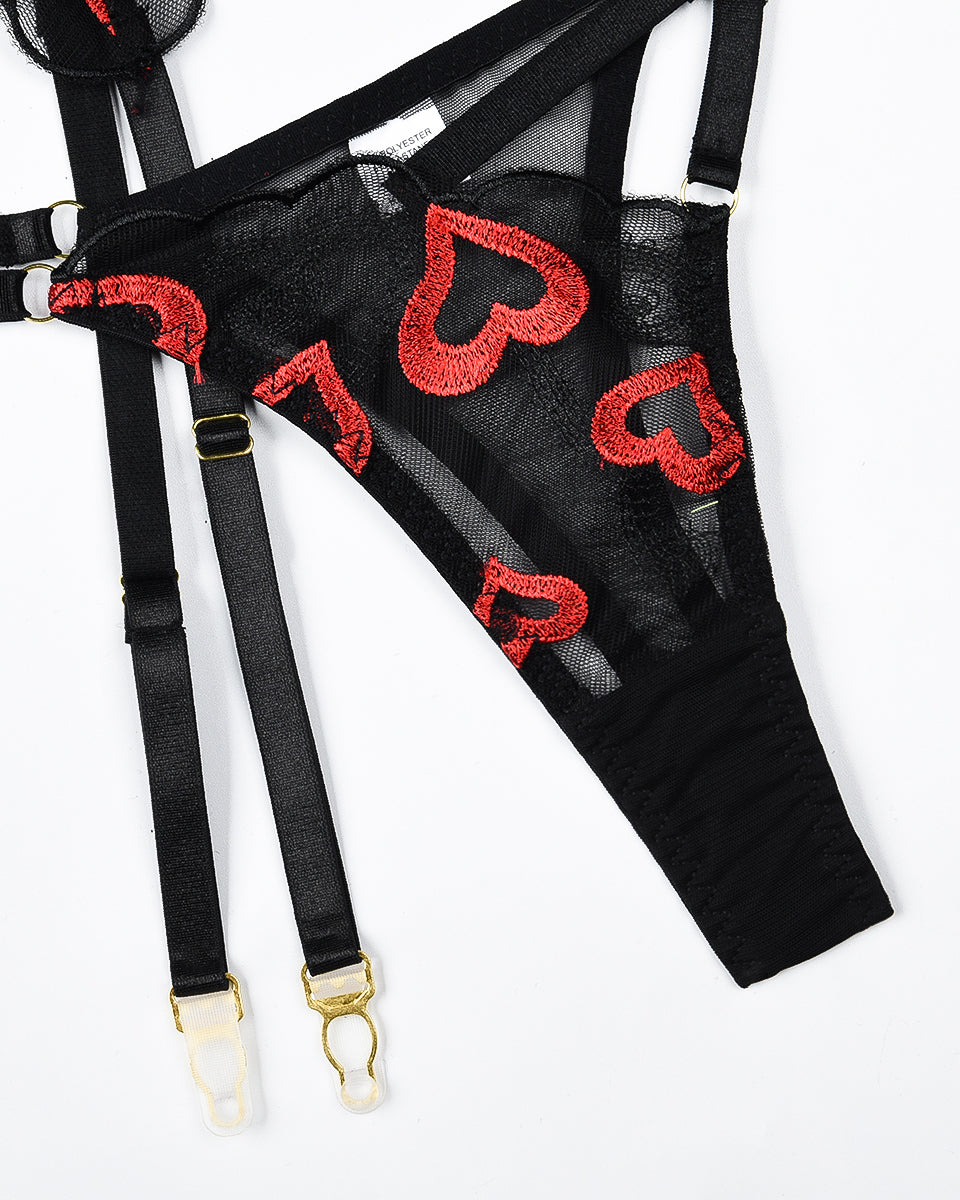 Conjunto de estampados bordados con ligueros