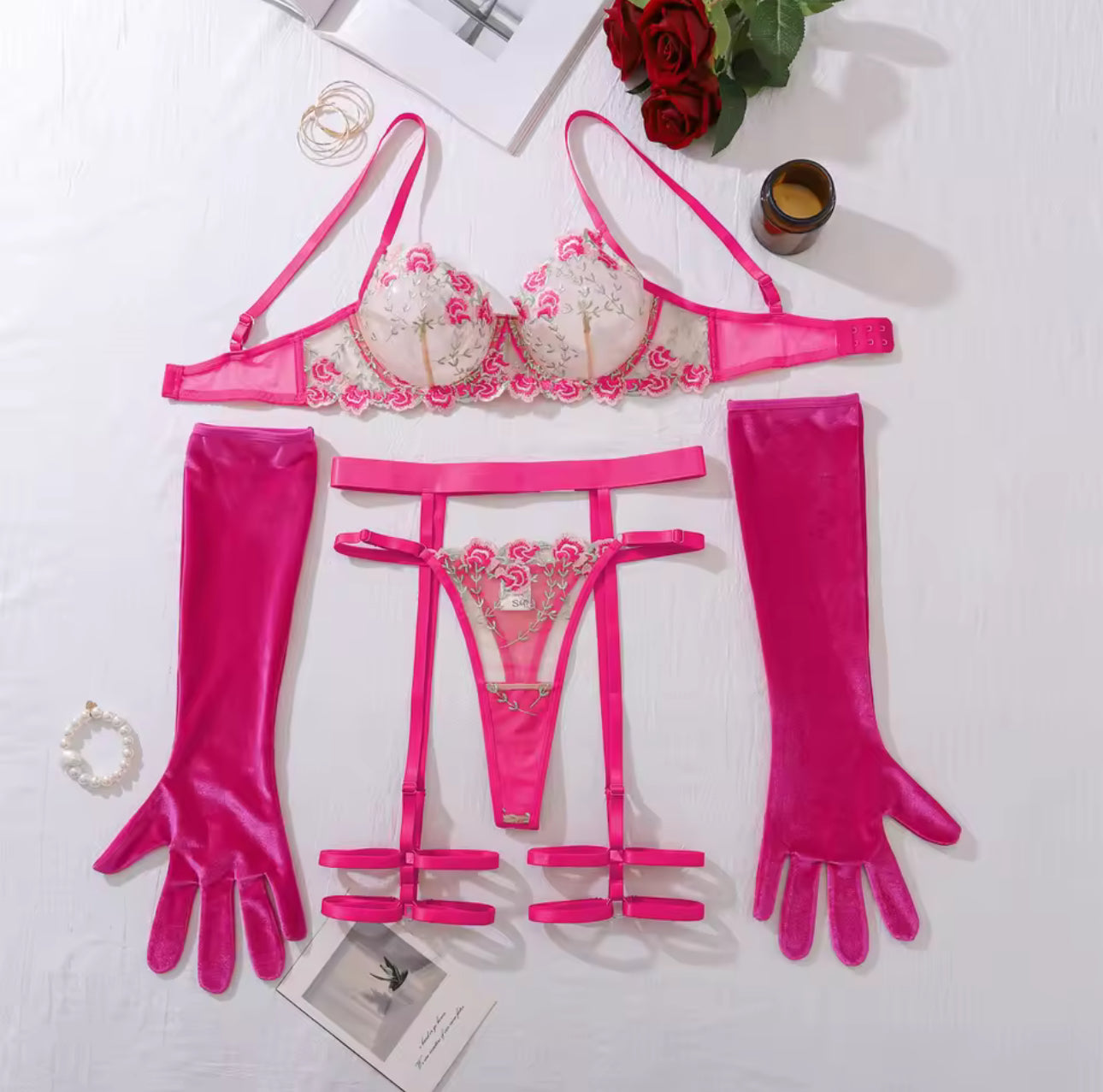 Conjunto de lencería Rosé Garden