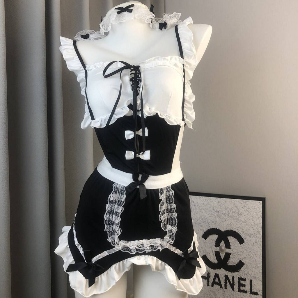 Conjunto de uniforme de cosplay de mucama sexy