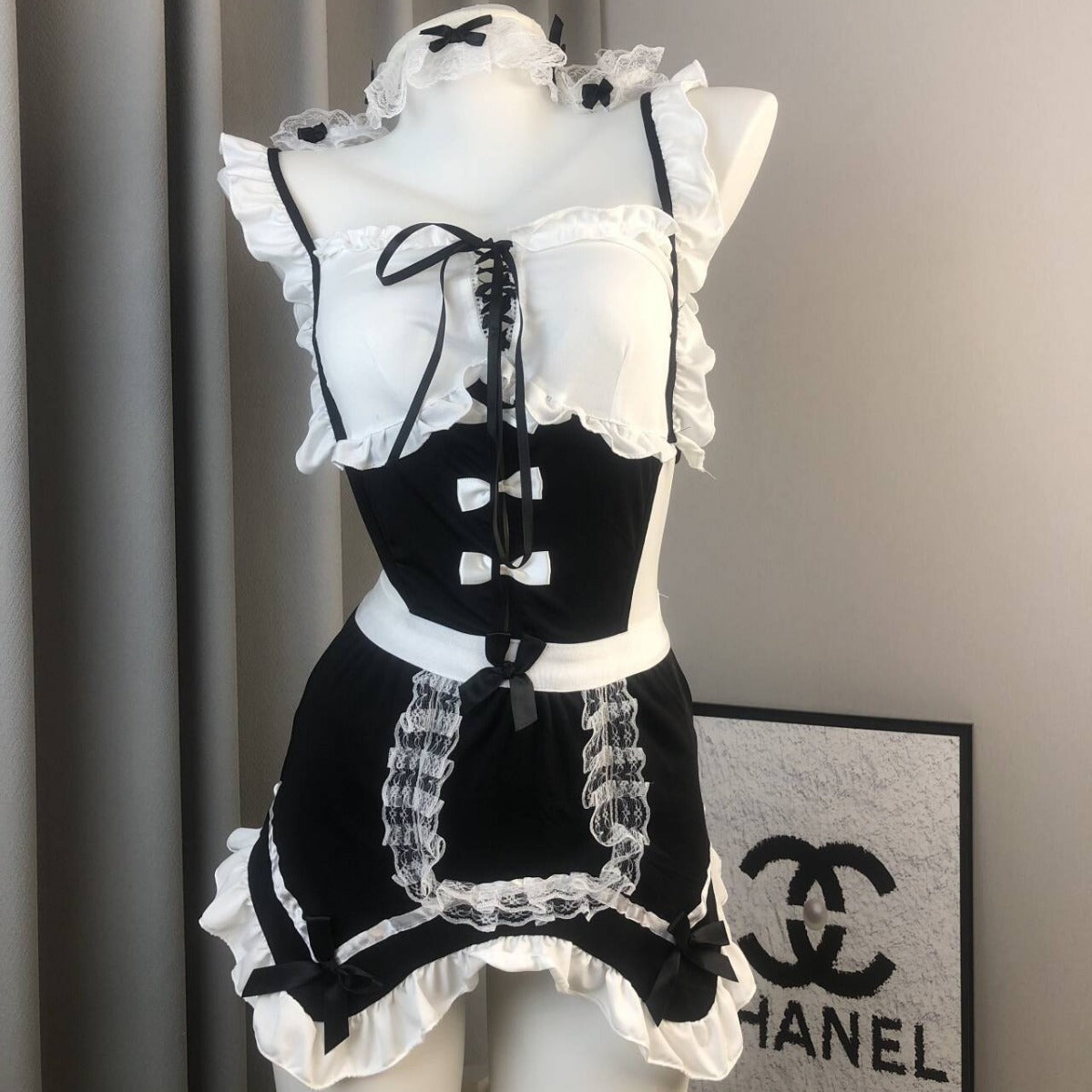 Conjunto de uniforme de cosplay de mucama sexy