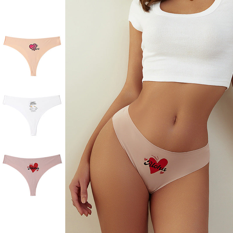Sexy Women's Mid-Waist Hipster Panties Seamless with Heart Design Breathable Cotton
