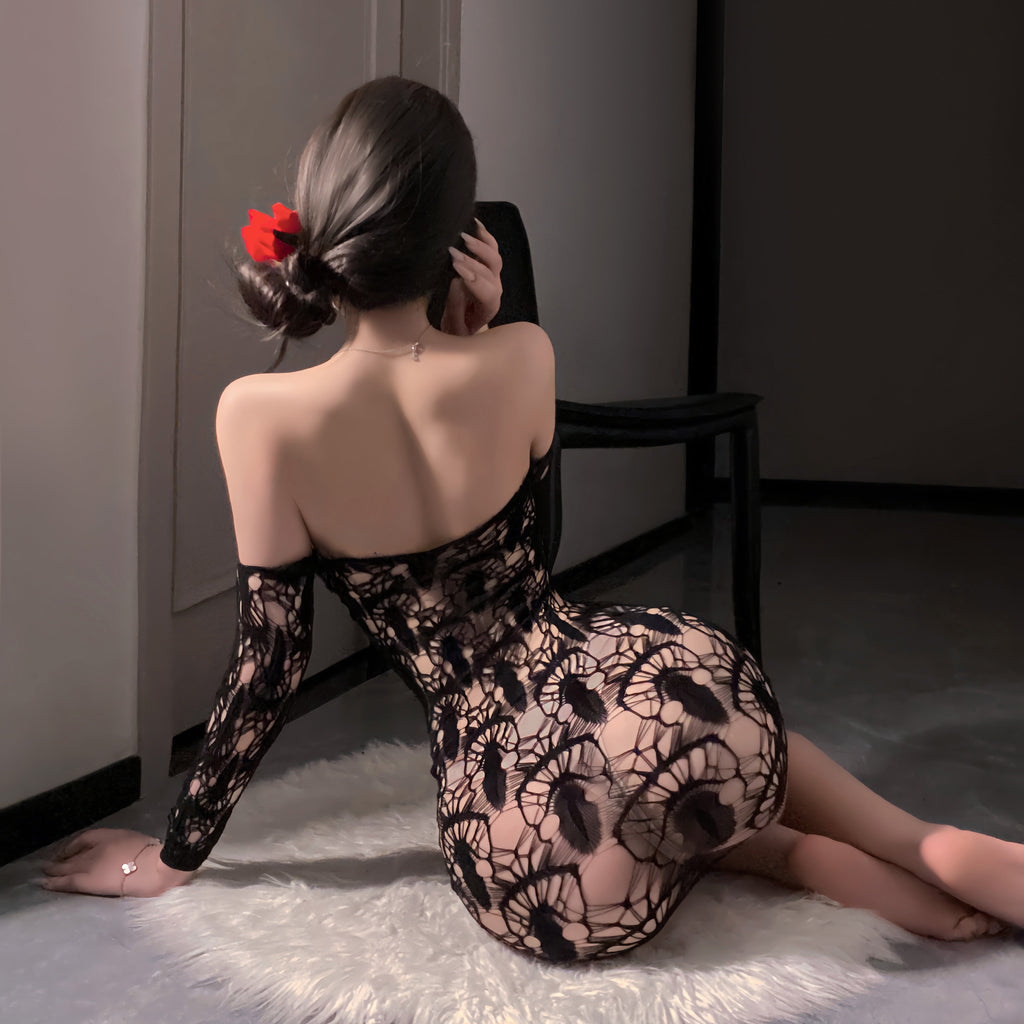 Vestido ajustado de malla transparente Rose Beauty