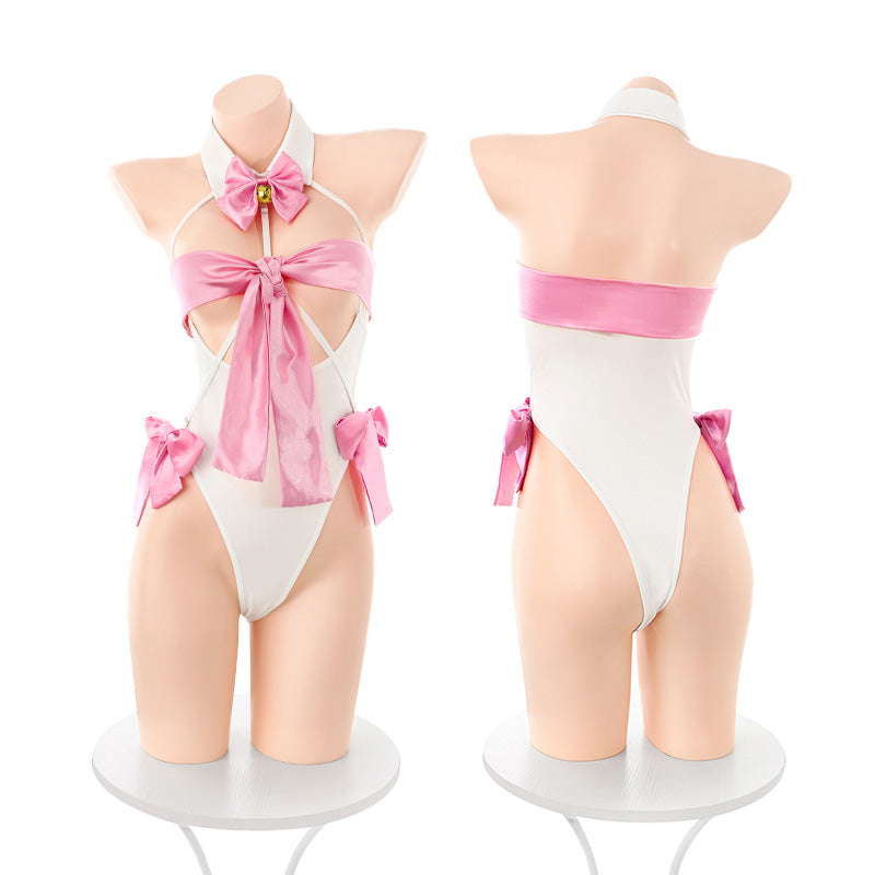 Catgirl Cosplay Open-crotch Bodysuit Set