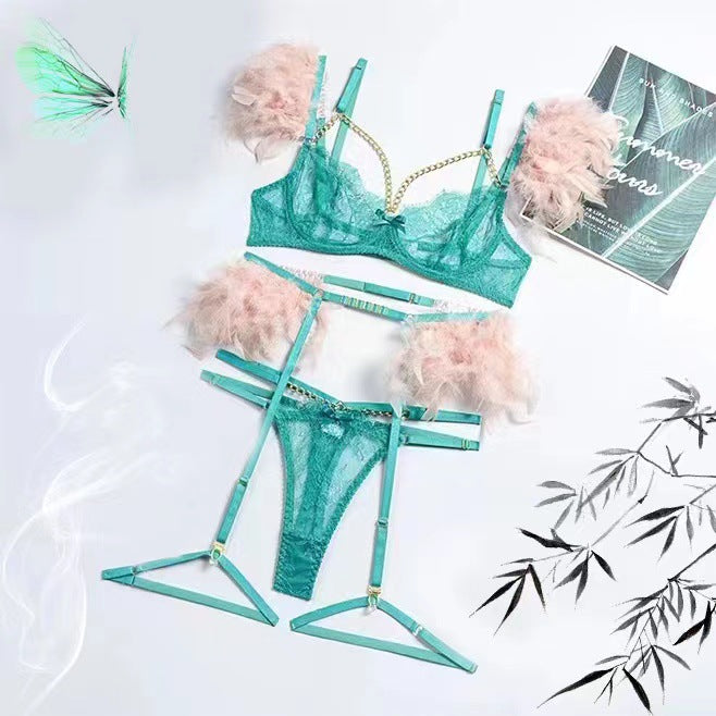 Four - piece Lace Splicing Chain Sexy Slimming Lingerie