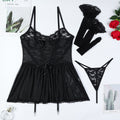 Traje de vestido transparente de malla con tirantes cruzados sexys de encaje