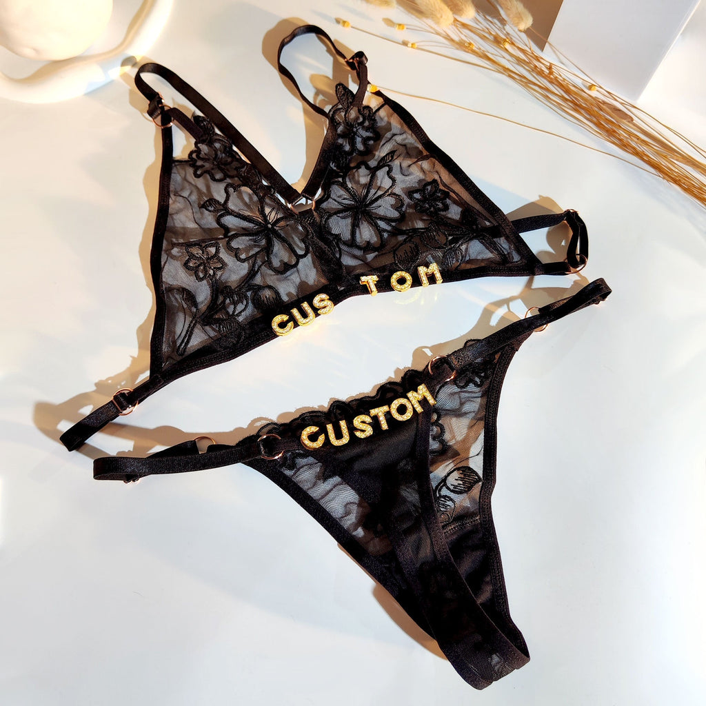Lencería sexi bordada con cuello halter