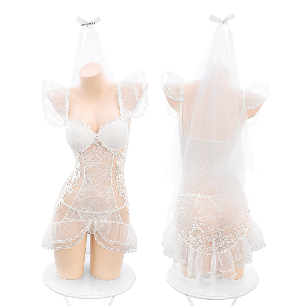 Bridal Fishtail Skirt See-through Sexy Flirting Suit