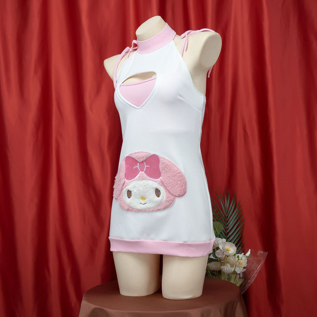 Bunny Embroidered Halterneck Bodysuit Set