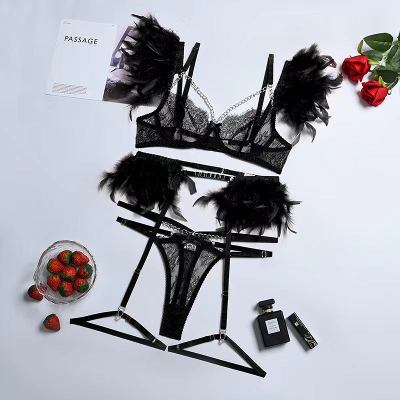 Metal Chain Lace Feather Lace Sexy Lingerie