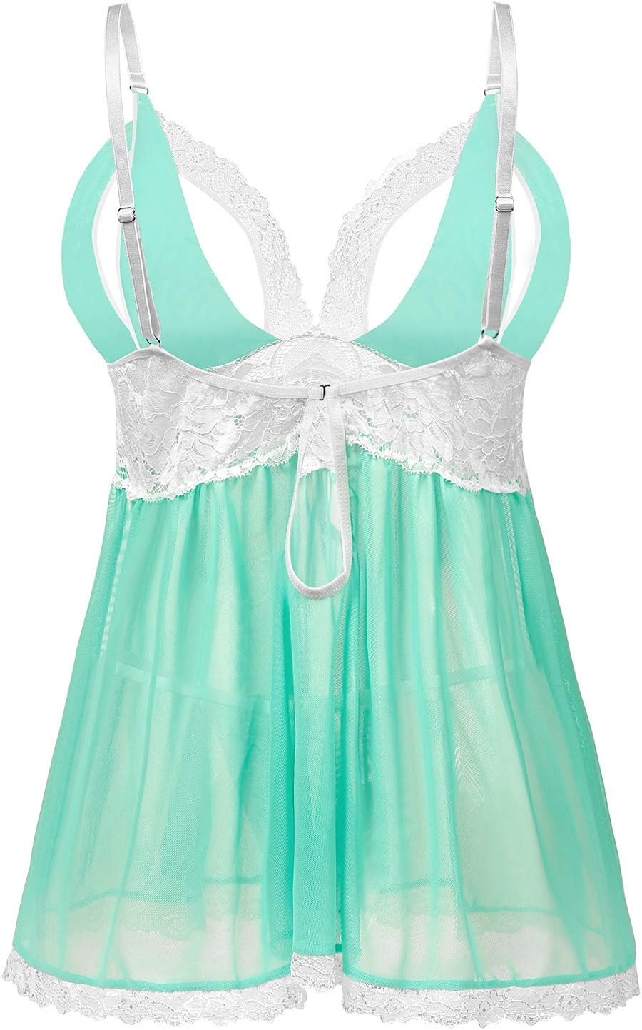 Pijama erótico con escote en V profundo, lencería sexy con vestido de dormir de encaje floral