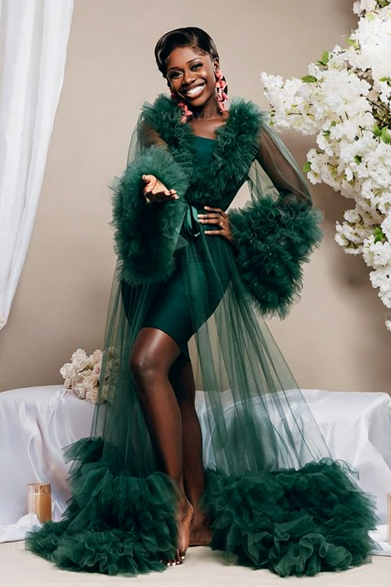 Bridal Ball Puffy Silky Yarn Robe Formal Dress Only Outer Mesh