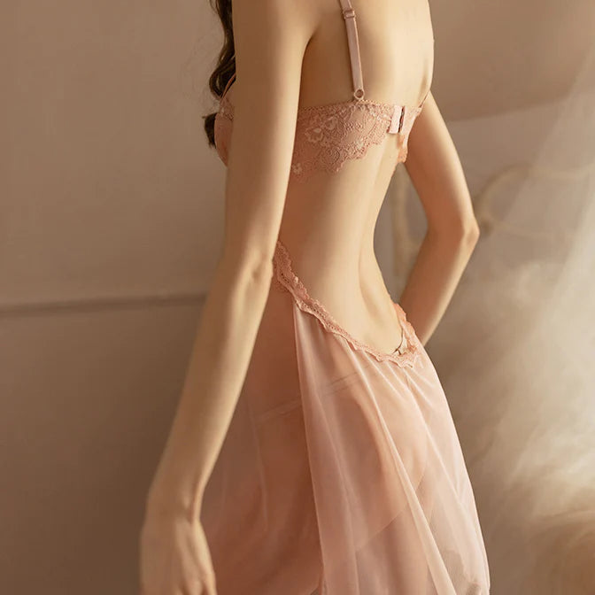 Camisón transparente de encaje sexy para mujer