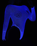 Bodysuits luminosos azules de manga larga de rejilla