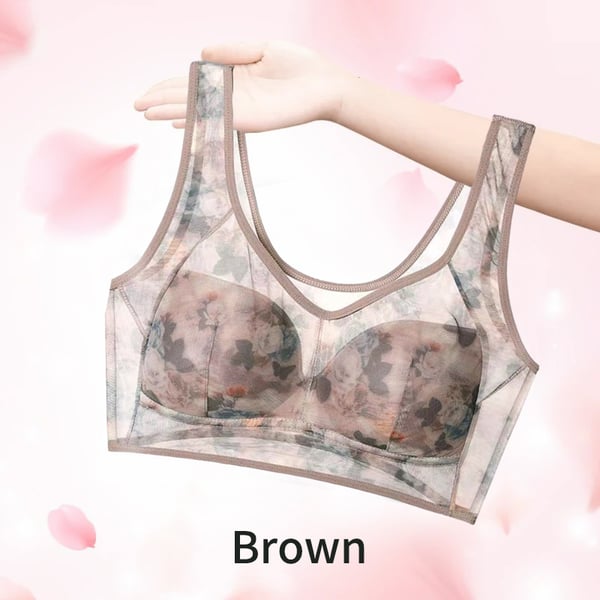 Sujetador estampado para mediana edad, talla grande, estilo fino, tipo chaleco sin aros, evita la flacidez, sin costuras.