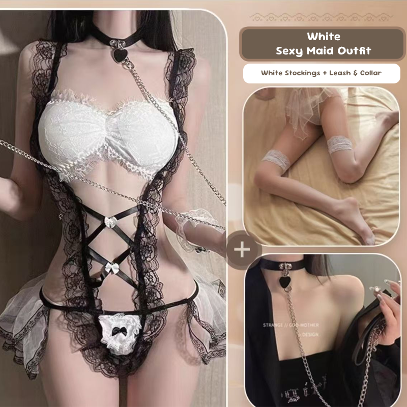 Disfraz de mucama de encaje transparente lencería sexy gratis
