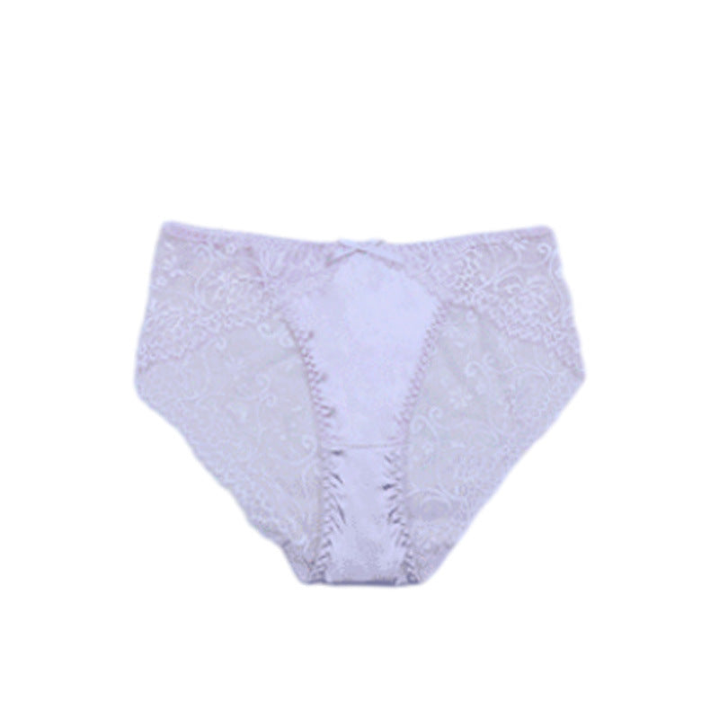 Sexy Women's Lace Thong Underwear Low Rise with Bowknot Cotton Crotch