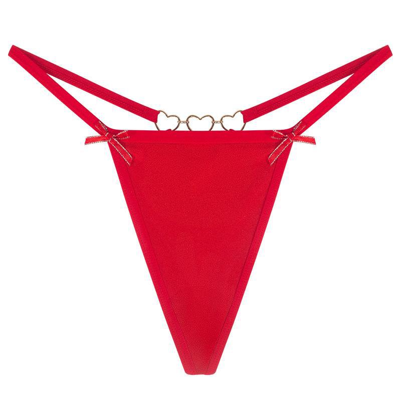 Sexy Love Heart Chain Bowknot Low Waist Seamless Women's Thong