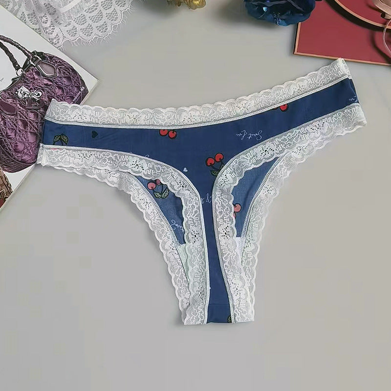 Sexy Seamless Silk Printed Women's Underwear Thong