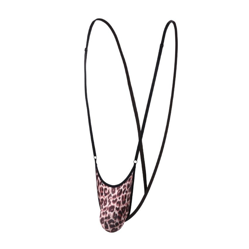 Men's Sexy Leopard Adjustable Thong U-Shaped Pouch Panty for Men