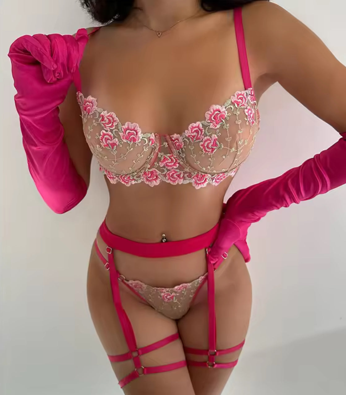 Conjunto de lencería Rosé Garden
