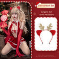 Conjunto de lencería de vestido con cuello halter y escote en V profundo "Christmas Sweetheart"