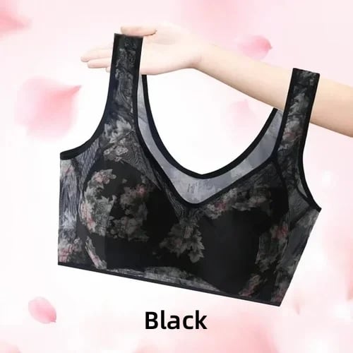 Sujetador estampado para mediana edad, talla grande, estilo fino, tipo chaleco sin aros, evita la flacidez, sin costuras.