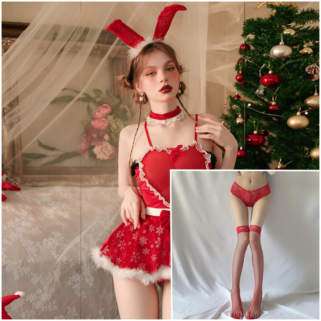 Vestido de Navidad sexy con tirantes, vestido con forma de corazón, uniforme, tentación erótica