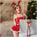 Vestido de Navidad sexy con tirantes, vestido con forma de corazón, uniforme, tentación erótica