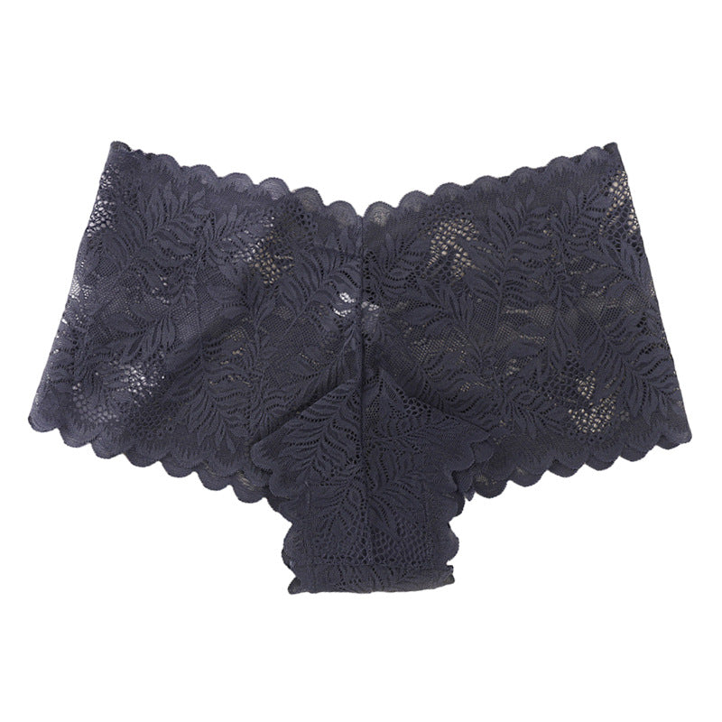 Alluring Women's Breathable Lace Briefs Featuring Mid-Rise V-Shape Design