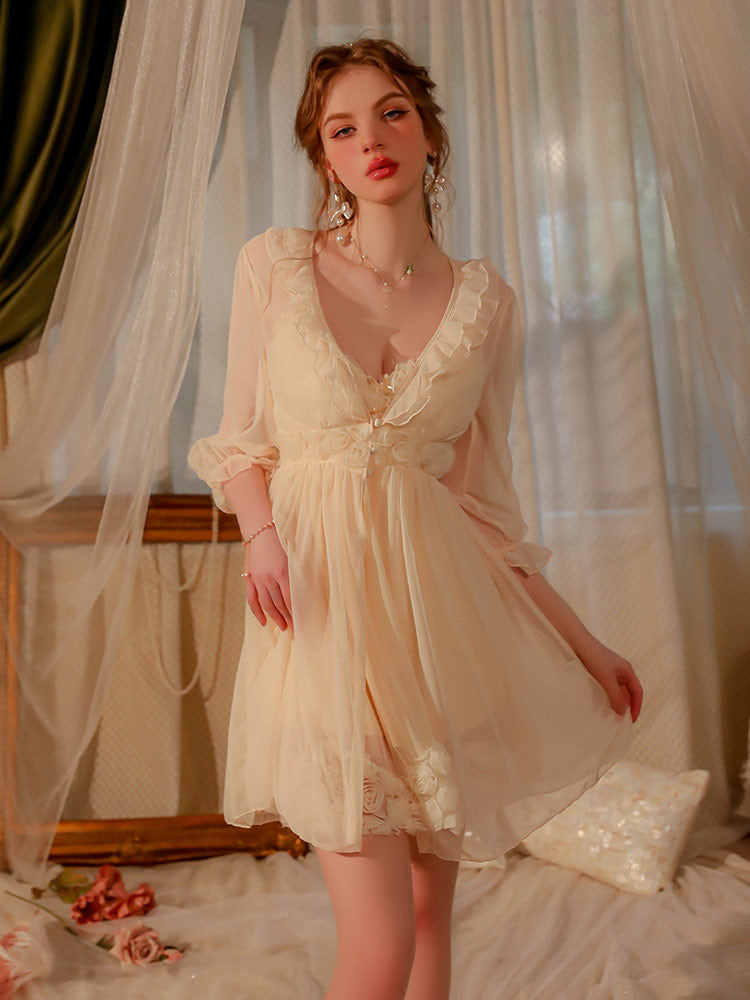Sexy Mesh Sheer Temptation Floral Nightgown