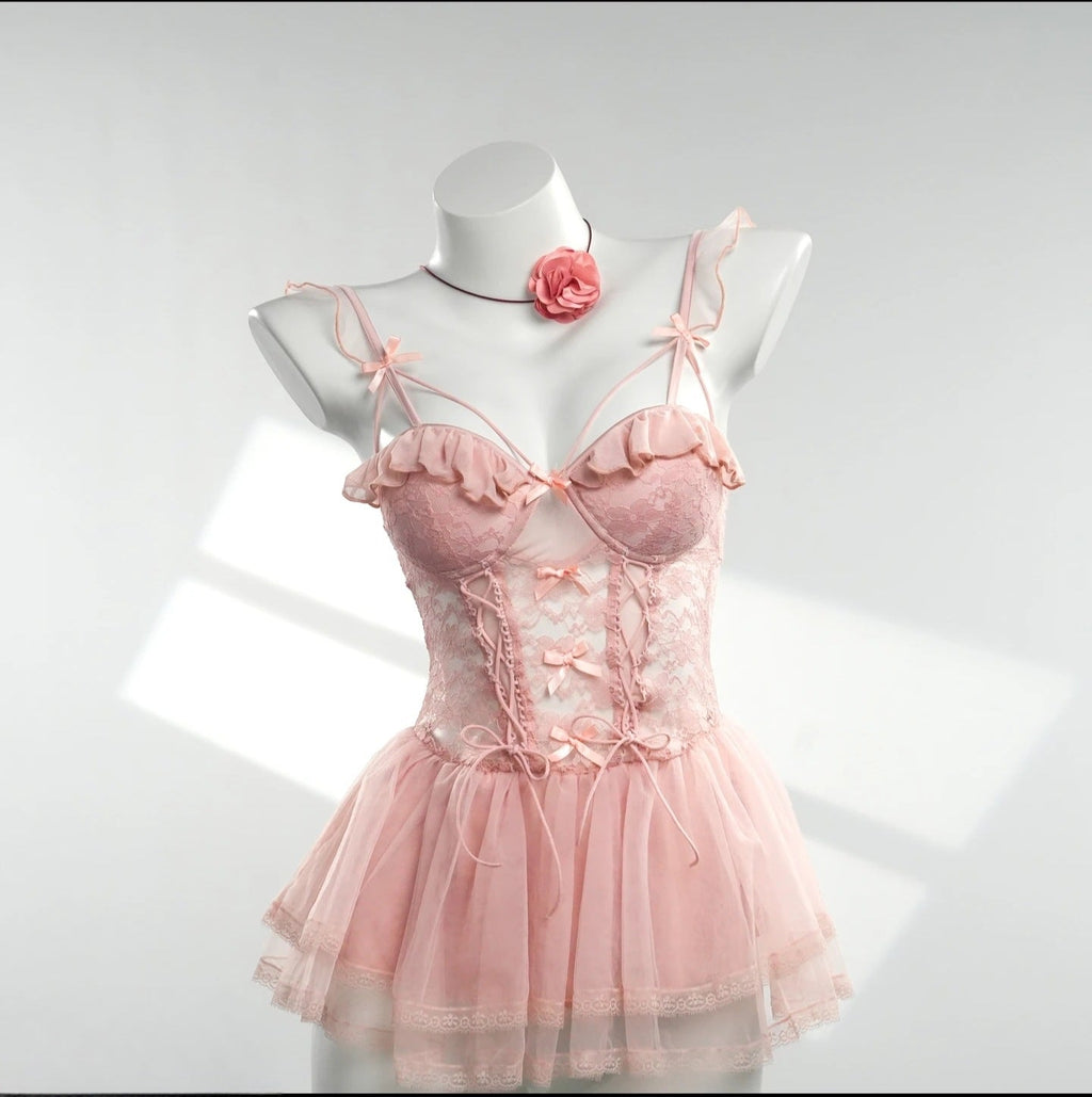 Camisola de malla transparente lencería sexy
