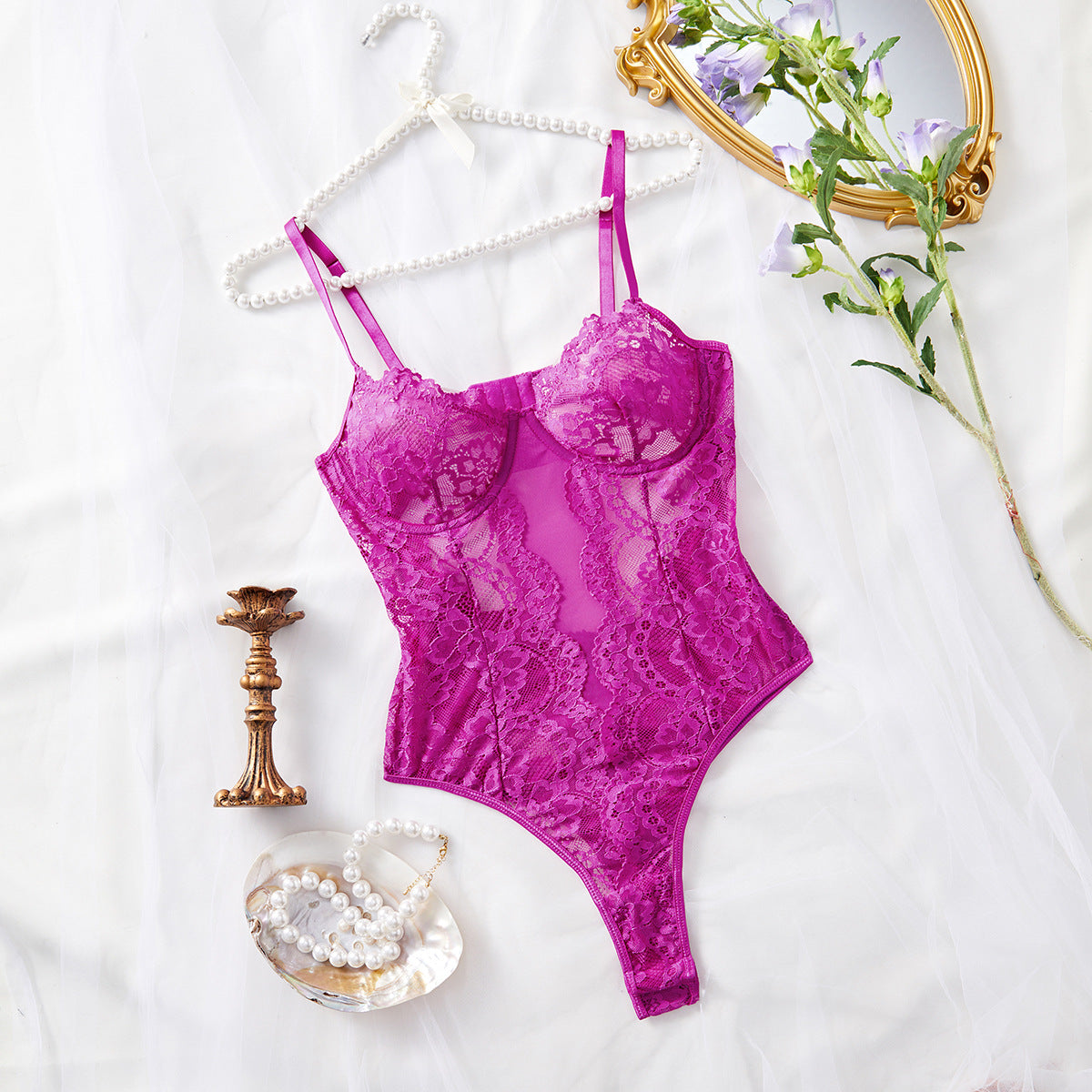 Monos de lencería sexys transparentes de encaje para discoteca