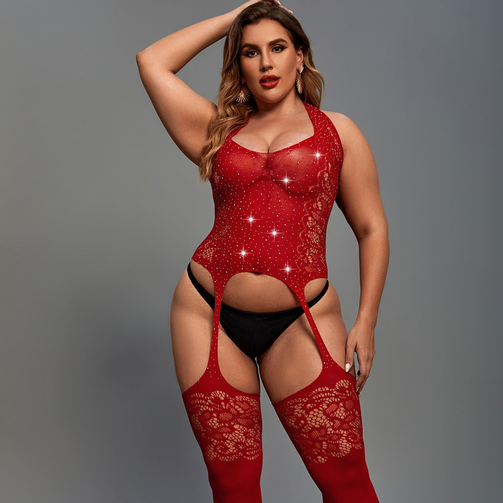 Role-Playing Rhinestone Hollow-out Tight Underwear Free of Temptation
