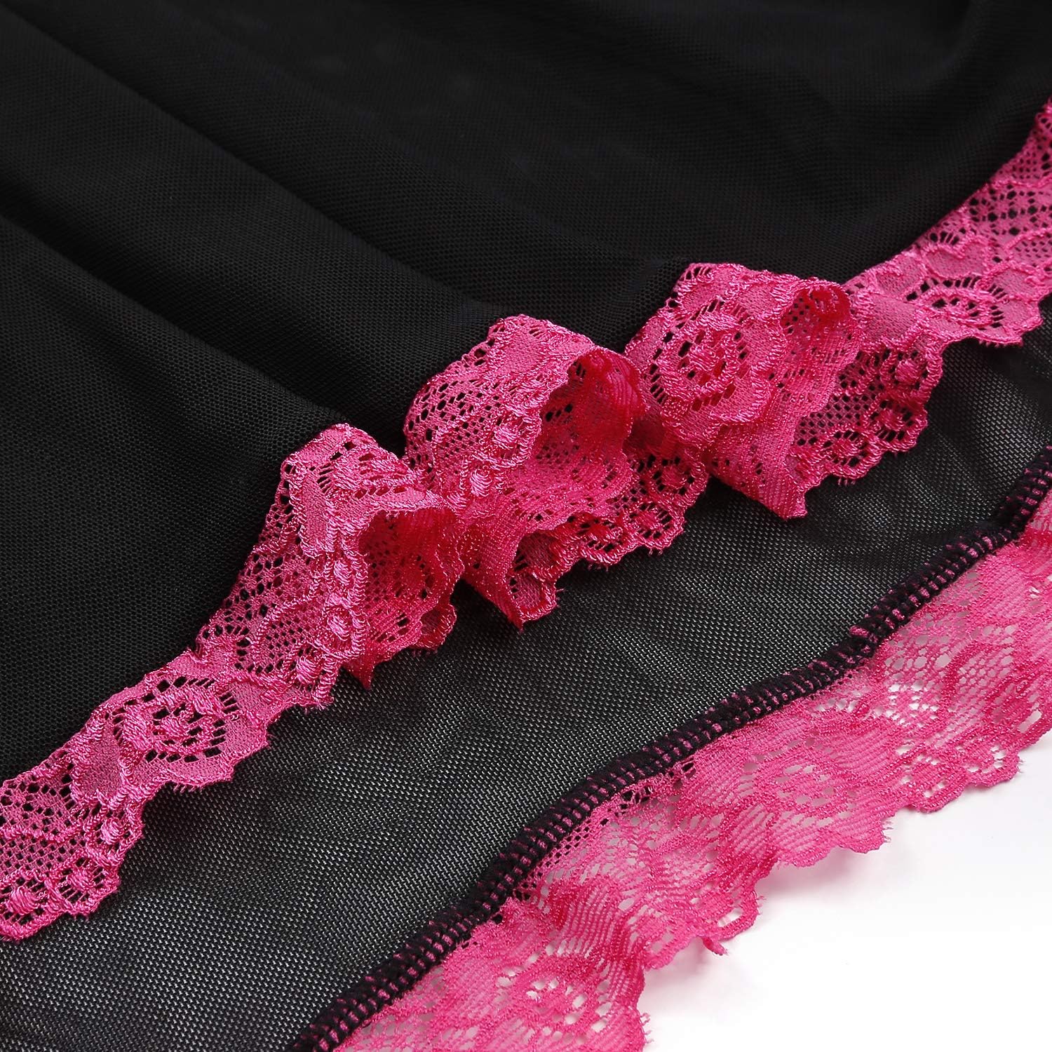 Pijama erótico con escote en V profundo, lencería sexy con vestido de dormir de encaje floral